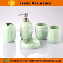 5pcs blue and white porcelain design popular bathroom accessories with two tumbler